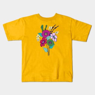 Colorful hand drawn flower bouquet Kids T-Shirt
